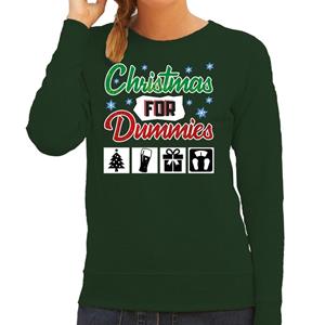 Bellatio Foute Kersttrui Christmas for dummies groen voor heren