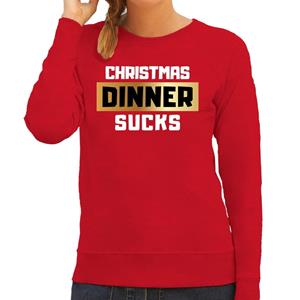 Bellatio Foute Kersttrui Christmas dinner sucks rood voor dames