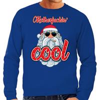 Bellatio Foute Kersttrui stoere kerstman motherfucking cool blauw heren Blauw