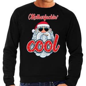 Bellatio Foute Kersttrui stoere kerstman motherfucking cool zwart heren (48) Zwart