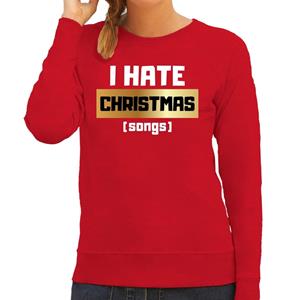 Bellatio Foute Kersttrui I hate Christmas songs rood voor dames