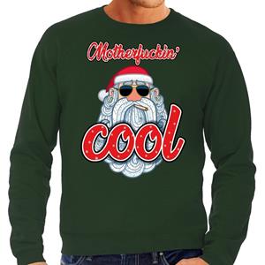 Bellatio Foute Kersttrui stoere kerstman motherfucking cool groen heren (48) Groen