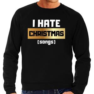 Bellatio Foute Kersttrui I hate Christmas songs zwart voor heren