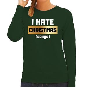 Bellatio Foute Kersttrui I hate Christmas songs groen voor dames