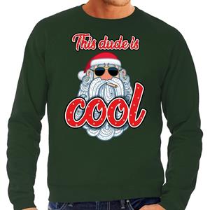 Bellatio Foute Kersttrui stoere kerstman this dude is cool groen heren (48) Groen