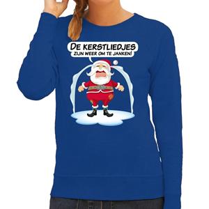 Bellatio Foute Kersttrui de kerstliedjes zijn om te janken blauw dames Blauw