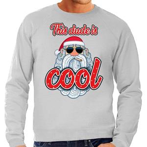 Bellatio Foute Kersttrui stoere kerstman this dude is cool grijs heren (48) Grijs