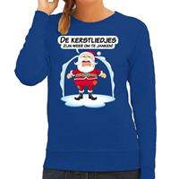 Bellatio Foute Kersttrui de kerstliedjes zijn om te janken blauw dames (44) Blauw