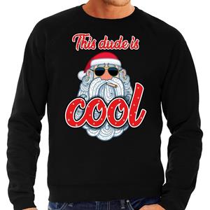 Bellatio Foute Kersttrui stoere kerstman this dude is cool zwart heren (48) Zwart