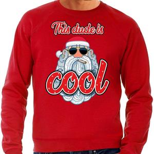 Bellatio Foute Kersttrui stoere kerstman this dude is cool rood heren (48) Rood