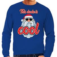 Bellatio Foute Kersttrui stoere kerstman this dude is cool blauw heren Blauw