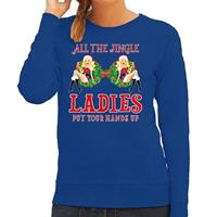 Bellatio Foute kersttrui / sweater single / jingle ladies blauw dames (44) Blauw