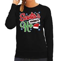Bellatio Foute Kersttrui Santa his favorite Ho zwart voor dames