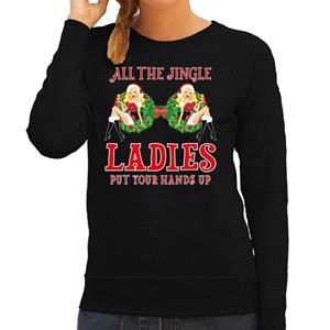 Bellatio Foute kersttrui / sweater single / jingle ladies zwart dames Zwart