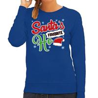 Bellatio Foute Kersttrui Santa his favorite Ho blauw voor dames