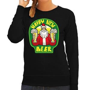 Bellatio Foute Nieuwjaar / Kersttrui happy new beer / bier zwart dames Zwart