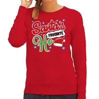Bellatio Foute Kersttrui Santa his favorite Ho rood voor dames