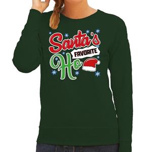 Bellatio Foute Kersttrui Santa his favorite Ho groen voor dames