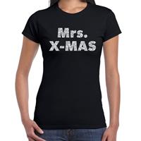 Bellatio Fout kerst shirt mrs x-mas zilver / zwart voor dames