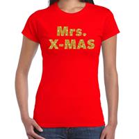 Bellatio Fout kerst shirt mrs x-mas goud / rood voor dames