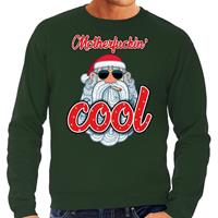 Bellatio Grote maten Kersttrui kerstman motherfucking cool groen heren (60) Groen