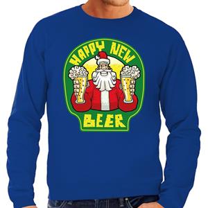 Bellatio Grote maten Nieuwjaar / Kersttrui happy new beer blauw heren (58) Blauw