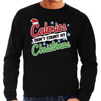 Bellatio Grote maten Kersttrui calories dont count christmas zwart heren (60) Zwart
