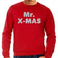 Bellatio Foute Kersttrui Mr. x-mas zilveren glitter letters rood heren Rood