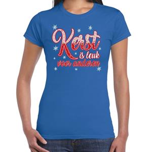 Bellatio Fout kerstshirt blauw kerst is leuk voor anderen voor dames