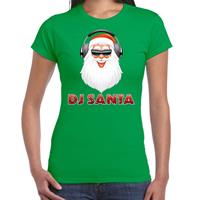 Bellatio Fout kerstshirt groen DJ Santa met koptelefoon voor dames