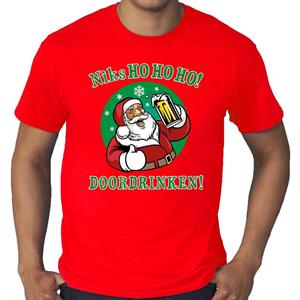 Bellatio Grote maten fout Kerst shirt niks hohoho doordrinken rood heren Rood