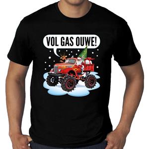 Bellatio Grote maten kerst shirt Monstertruck Santa zwart voor heren