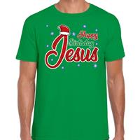 Fout Kerst shirt happy birthday Jesus groen heren (48) Groen