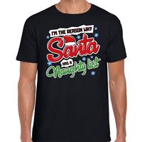 Fout Kerst shirt why santa has a naughty list zwart voor heren