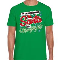 Bellatio Fout Kerst shirt why santa has a naughty list groen voor heren