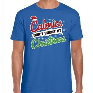 Bellatio Fout Kerst shirt christmas calories blauw voor heren