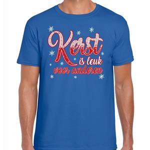 Bellatio Kerst shirt Kerst is leuk voor anderen blauw heren (48) Blauw