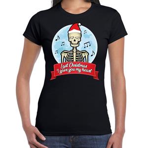 Bellatio Fout kerstshirt zwart Last x-mas I gave you my heart voor dames