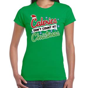 Bellatio Fout kerstshirt groen calories dont count Christmas voor dames