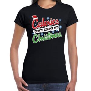 Bellatio Fout kerstshirt zwart calories dont count Christmas voor dames