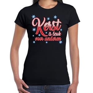 Bellatio Fout kerstshirt zwart kerst is leuk voor anderen voor dames