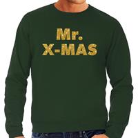 Bellatio Foute Kersttrui Mr. x-mas gouden glitter letters groen heren Groen