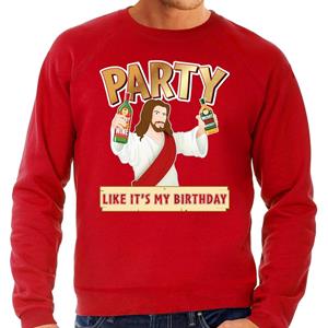 Bellatio Grote maten foute Kersttrui Party Jezus rood voor heren