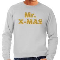Bellatio Foute Kersttrui Mr. x-mas gouden glitter letters grijs heren Grijs