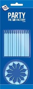 taartkaarsjes met houder 24 stuks blauw/wit