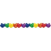 3x Carnaval regenboog kleuren slingers met maskers 3 meter Multi