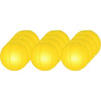 12x Luxe bol lampionnen geel 25 cm Geel