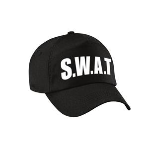 Bellatio Zwarte SWAT team politie verkleed pet / cap voor volwassenen