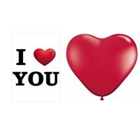 Shoppartners I Love You mega deurposter met 25 stuks hartjes ballonnen rood Multi