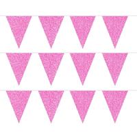 3x Roze glitter vlaggenlijnen 6 meter Roze